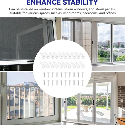 Window Screen Clips with Screws, 20 Pack Screen Fastener Hardware with Screws, Window Holder Clips, Storm Window Hold Clips, White ABS, Secure Fit for Storm Windows in Saudi Arabia