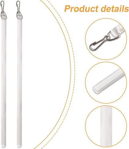 Curtain Pull Wand, 2 Pack Clear Acrylic 16.93 Inch with Metal Hook, Rounded Edge Drapery Pull Stick for Home Window High Curtain Pull in Saudi Arabia