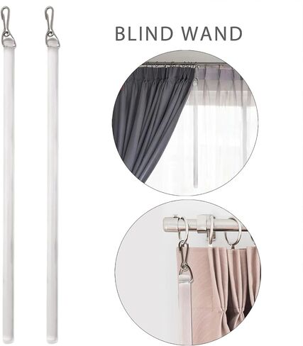 Curtain Pull Wand, 2 Pack Clear Acrylic 16.93 Inch with Metal Hook, Rounded Edge Drapery Pull Stick for Home Window High Curtain Pull in Saudi Arabia