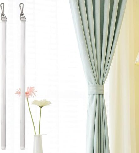 Curtain Pull Wand, 2 Pack Clear Acrylic 16.93 Inch with Metal Hook, Rounded Edge Drapery Pull Stick for Home Window High Curtain Pull in Saudi Arabia