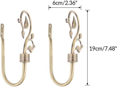 2 Pieces U Shape Curtain Hook Metal Window Curtain Hook Curtain Hanger Wall Hook Aluminum Alloy Material Suitable for Living Room Bedroom in Kuwait
