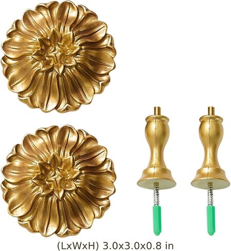2 Pcs Curtain Holdbacks, Ornate Aluminum Alloy Decorative Wall Hooks, European Style Gold Flower Design, Powder Coated Finish, 4.24 in / 10.77 cm Tall for Drapes and Window Valances in Kuwait