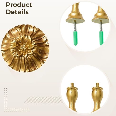2 Pcs Curtain Holdbacks, Ornate Aluminum Alloy Decorative Wall Hooks, European Style Gold Flower Design, Powder Coated Finish, 4.24 in / 10.77 cm Tall for Drapes and Window Valances in Kuwait
