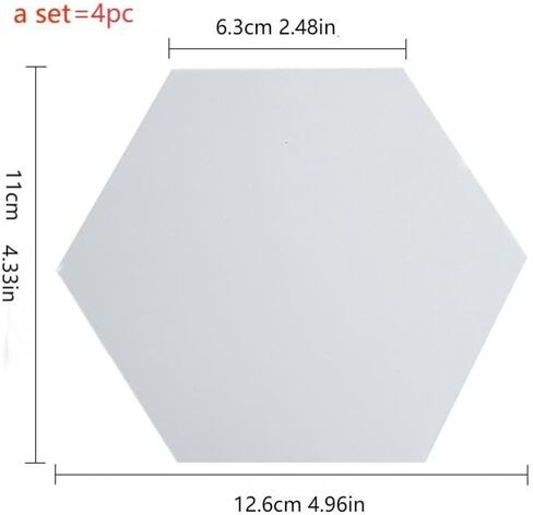 4pc Silver Hexagonal Acrylic Wall Mirror, Household Cosmetic Mirror, Dressing Mirror, Bathroom Mirror, Shaving Mirror, Suitable for Bathroom, Gym, Dance Studio, Yoga Room, Living Room and Bedroom. in Kuwait