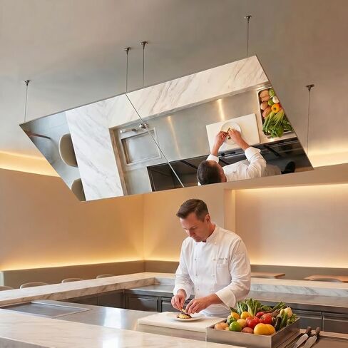 brisafe Ceiling Mirrors, 2PCS of 47" x 47" (120×120 cm), Shatterproof Non-Glass Hanging Overhead Mirror with Adjustable Steel Cable, Lightweight Nanomirror for Open Kitchen, Teaching, Retail, Gym in Saudi Arabia