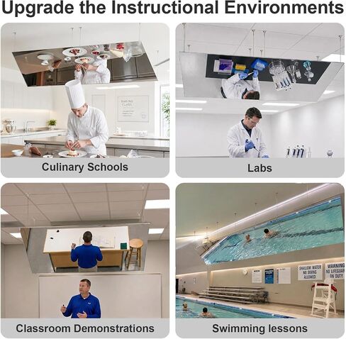 brisafe Ceiling Mirrors, 2PCS of 47" x 47" (120×120 cm), Shatterproof Non-Glass Hanging Overhead Mirror with Adjustable Steel Cable, Lightweight Nanomirror for Open Kitchen, Teaching, Retail, Gym in Saudi Arabia