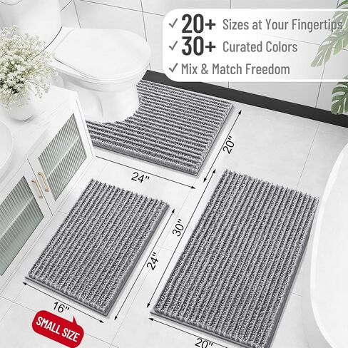 OLANLY Bathroom Rug Mat 30x20, Thick Soft and Absorbent Chenille Bath Mat, Non-Slip Rubber Backing, Machine Washable Quick Dry Bath Rugs for Tub Shower Floor, Home Decor Accessories, Dusty Rose in Saudi Arabia