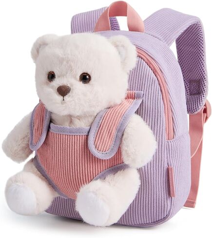 mommore Toddler Backpack with Detachable Unicorn Doll Girls 2-4 Birthday Gift Corduroy Toddler Plush Backpack for Daycare in Saudi Arabia