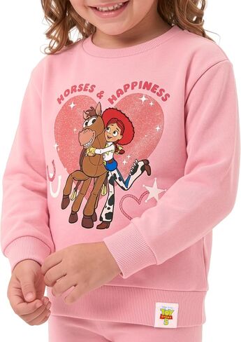 Disney Toy Story Sweatshirt, Jessie & Bullseye Girls Sweatshirt, Glitter Heart Print Kids Jumper, Pink 4 in Kuwait