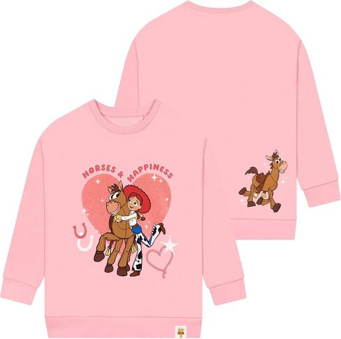 Disney Toy Story Sweatshirt, Jessie & Bullseye Girls Sweatshirt, Glitter Heart Print Kids Jumper, Pink 4 in Kuwait