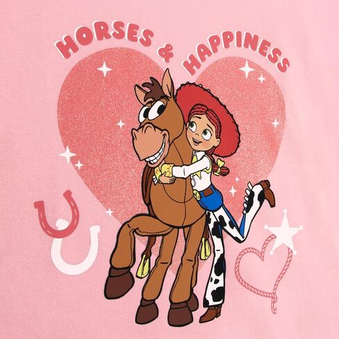 Disney Toy Story Sweatshirt, Jessie & Bullseye Girls Sweatshirt, Glitter Heart Print Kids Jumper, Pink 4 in Kuwait