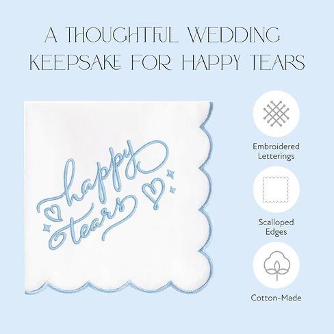 Happy Tears Handkerchief - Scalloped Envelope Floral Design and Wax Seal. Keepsake Hankie Favor in Kuwait