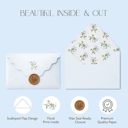 Happy Tears Handkerchief - Scalloped Envelope Floral Design and Wax Seal. Keepsake Hankie Favor in Kuwait
