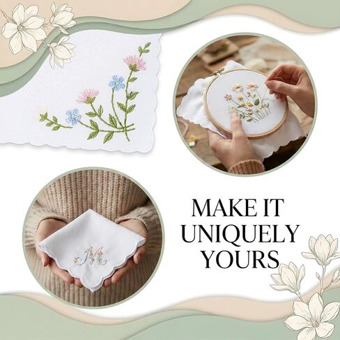 30 Pcs 12"x12" White Cotton Handkerchiefs for Women, Scalloped White Handkerchiefs, Bulk Cotton Pocket Hankies, Scalloped Wedding Hankies for Party Gift Favor, Wedding in Kuwait