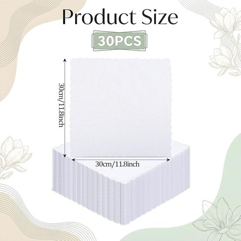 30 Pcs 12"x12" White Cotton Handkerchiefs for Women, Scalloped White Handkerchiefs, Bulk Cotton Pocket Hankies, Scalloped Wedding Hankies for Party Gift Favor, Wedding in Kuwait
