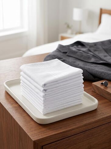 12 Pack Men's Handkerchiefs, 100% Cotton Soft Pocket Hankies, 16x16 Inch Classic White Cloth Squares in Saudi Arabia