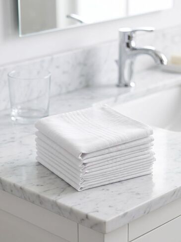 12 Pack Men's Handkerchiefs, 100% Cotton Soft Pocket Hankies, 16x16 Inch Classic White Cloth Squares in Saudi Arabia