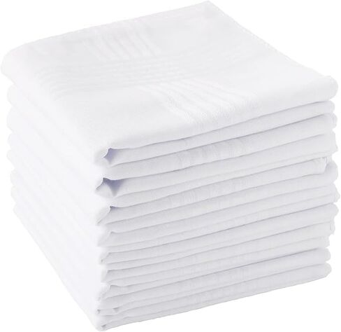 Premium Men’s White Handkerchiefs – 20% Polyester, 80% Cotton Blend – Durable, Soft, and Absorbent – Set of 13 in Kuwait