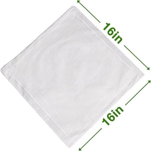 Premium Men’s White Handkerchiefs – 20% Polyester, 80% Cotton Blend – Durable, Soft, and Absorbent – Set of 13 in Kuwait