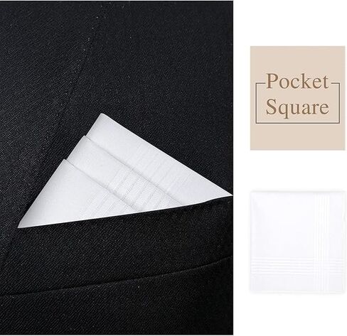 Premium Men’s White Handkerchiefs – 20% Polyester, 80% Cotton Blend – Durable, Soft, and Absorbent – Set of 13 in Kuwait