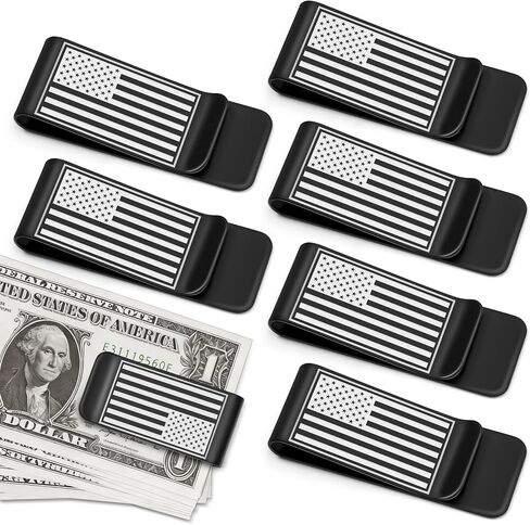 Philbinden 6Pack Stainless Steel Money Clip Black Slim Cash Clip for Men, Credit Card Holder Metal Money Clips Minimalist Pocket Cash Wallet in Kuwait