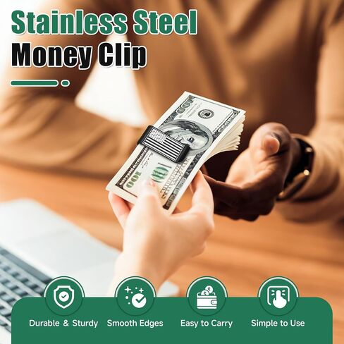 Philbinden 6Pack Stainless Steel Money Clip Black Slim Cash Clip for Men, Credit Card Holder Metal Money Clips Minimalist Pocket Cash Wallet in Kuwait