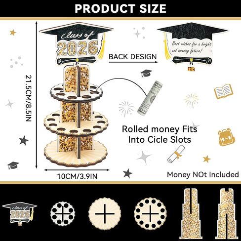 Graduation Gifts, Graduation Money Holder 2026 for Cash Gift, Wooden 2026 Graduation Gifts Money Holder, Double-Layer Cash Cake for Congrats Class of 2026 Graduation Party Supplies in Saudi Arabia