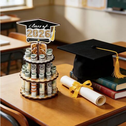 Graduation Gifts, Graduation Money Holder 2026 for Cash Gift, Wooden 2026 Graduation Gifts Money Holder, Double-Layer Cash Cake for Congrats Class of 2026 Graduation Party Supplies in Saudi Arabia