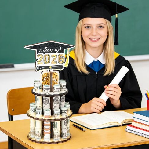 Graduation Gifts, Graduation Money Holder 2026 for Cash Gift, Wooden 2026 Graduation Gifts Money Holder, Double-Layer Cash Cake for Congrats Class of 2026 Graduation Party Supplies in Saudi Arabia
