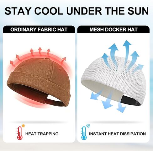 2 Pack Men's Breathable Brimless Hat, Summer Style Mesh Tang, Brimless Hats for Men, Ultra Cooling Skull Adjustable Hip-Hop Cap Docker Beanie (Black and White) in Saudi Arabia