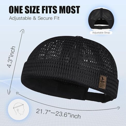 2 Pack Brimless Hats for Men Women Adjustable Breathable Summer Caps Cooling Beanie Lightweight Mesh Hip-Hop in Kuwait