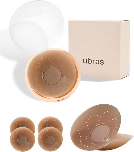 Ubras Nipple Covers For Women, Reusable Breathable Invisible Sticky Bra, Silicone Adhesive Pasties with Travel Case in Saudi Arabia