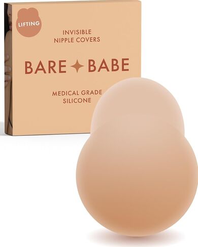Bare Babe Nipple Covers with Lift - Reusable Sticky Bra Push Up - Waterproof Nipple Pasties Strapless Bras for Women 4 Shades in Saudi Arabia