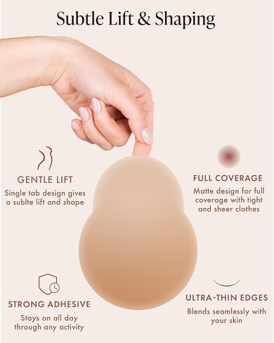 Bare Babe Nipple Covers with Lift - Reusable Sticky Bra Push Up - Waterproof Nipple Pasties Strapless Bras for Women 4 Shades in Saudi Arabia