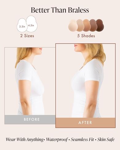 Bare Babe Nipple Covers with Lift - Reusable Sticky Bra Push Up - Waterproof Nipple Pasties Strapless Bras for Women 4 Shades in Saudi Arabia