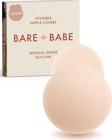Bare Babe Nipple Covers with Lift - Reusable Sticky Bra Push Up - Waterproof Nipple Pasties Strapless Bras for Women 4 Shades in Saudi Arabia