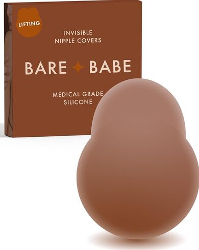 Bare Babe Nipple Covers with Lift - Reusable Sticky Bra Push Up - Waterproof Nipple Pasties Strapless Bras for Women 4 Shades in Saudi Arabia