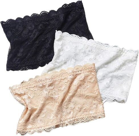 3 Pack Cleavage Cover Up for Low Neckline, Lady Lace Bra Tank Tops for Low Cut Dresses, Camisole Vest Sets for Women & Girls, (Black, White,Beige) in Kuwait