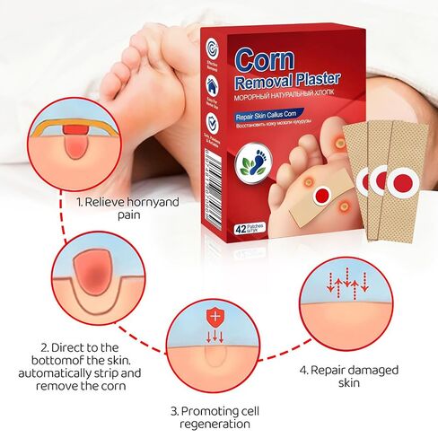 Corn and Callus Remover for Toes and Feet - Extra Strength 40% Salicylic Acid Nursing Pads-Formulated With a Safe Formula to Effectively Remove Corns and Calluses（42 Pack） in Kuwait