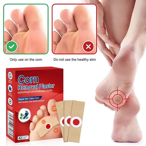 Corn and Callus Remover for Toes and Feet - Extra Strength 40% Salicylic Acid Nursing Pads-Formulated With a Safe Formula to Effectively Remove Corns and Calluses（42 Pack） in Kuwait