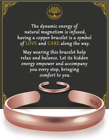 PEALICIOUS Copper Bracelets and Thumb Rings 99.9% Pure Copper Bracelet for Women, Adjustable Solid Cooper Bangles, Finger Rings Cooper Jewelry as Anniversary Gifts for Her, Pulseras para Mujer in Kuwait