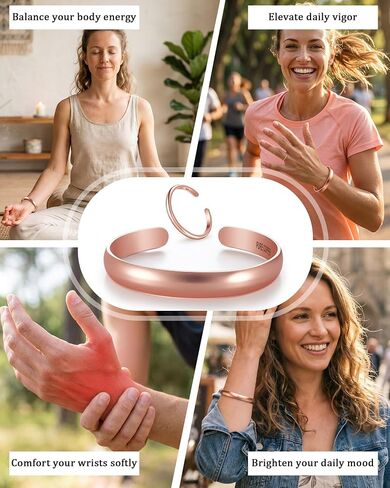 PEALICIOUS Copper Bracelets and Thumb Rings 99.9% Pure Copper Bracelet for Women, Adjustable Solid Cooper Bangles, Finger Rings Cooper Jewelry as Anniversary Gifts for Her, Pulseras para Mujer in Kuwait
