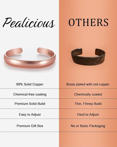 PEALICIOUS Copper Bracelets and Thumb Rings 99.9% Pure Copper Bracelet for Women, Adjustable Solid Cooper Bangles, Finger Rings Cooper Jewelry as Anniversary Gifts for Her, Pulseras para Mujer in Kuwait
