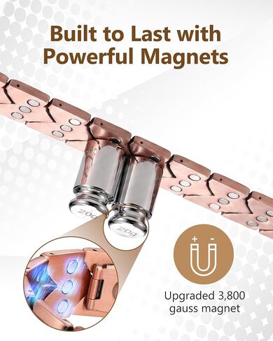 Feraco Magnetic Copper Bracelet for Men 99.99% Pure Copper Bracelets,Men's Cooper Jewelry with 3800 Gauss Magnets in Kuwait