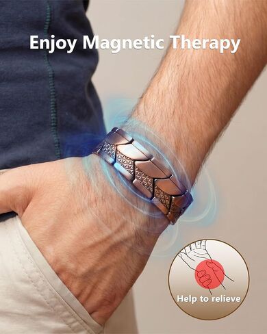 Feraco Magnetic Copper Bracelet for Men 99.99% Pure Copper Bracelets,Men's Cooper Jewelry with 3800 Gauss Magnets in Kuwait