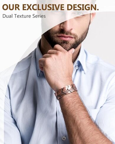Feraco Magnetic Copper Bracelet for Men 99.99% Pure Copper Bracelets,Men's Cooper Jewelry with 3800 Gauss Magnets in Kuwait