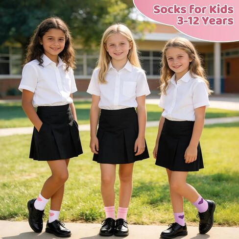20 Pairs Kids Girls Crew Athletic Socks with Stripes Heart Cute Cotton Socks for Girls 3-12 Years in Saudi Arabia