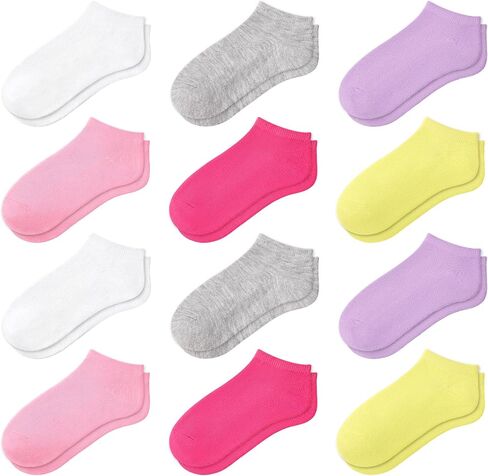 12 Pairs Girls Socks Ankle Low Cut Sock School for Kid Girls for 1-13 Years in Saudi Arabia