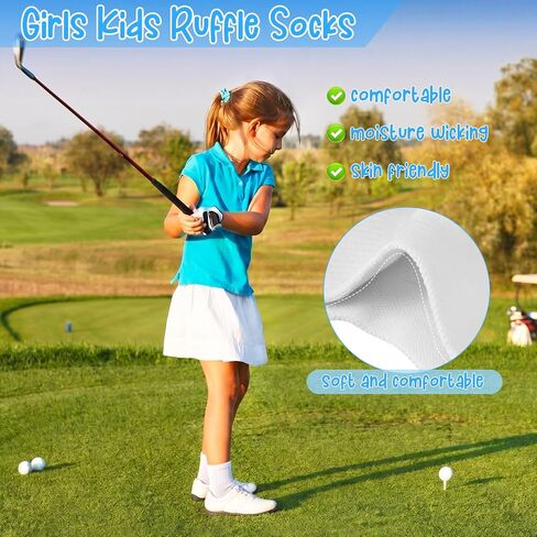 8 Pairs Girls White Ruffle Crew Socks, Cute Frilly Soft Cotton Socks for Uniform School, Dress, Casual Wear in Kuwait