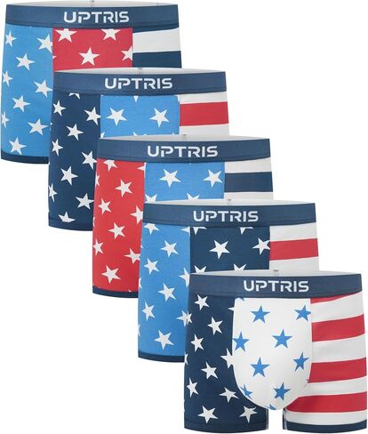 UPTRIS Boys Boxer Briefs 5-Pack, American Flag Print Cotton Underwear for Toddler Kid Boys, Soft Breathable Stretch Underwear in Saudi Arabia